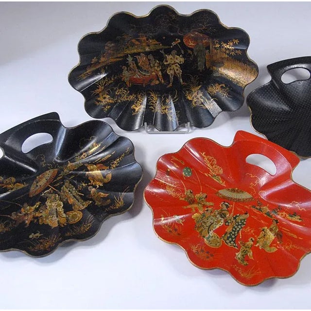 Antique French Decorative Paper Mache Items, Set of 4, in Good conditions. Designed 1890 to 1919
