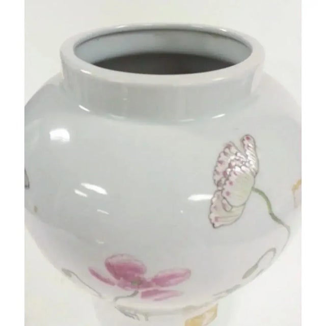Mid 20th Century Mid 20th Century Lotus Design Famille Rose Temple Jar For Sale - Image 5 of 5