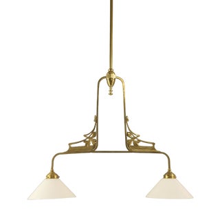 Art Nouveau Floral Brass Lamp, France, 1919 For Sale