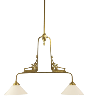 Art Nouveau Floral Brass Lamp, France, 1919