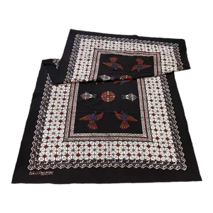 1970s Batik Fabric - Black with Red Birds - Rara Djonggrang