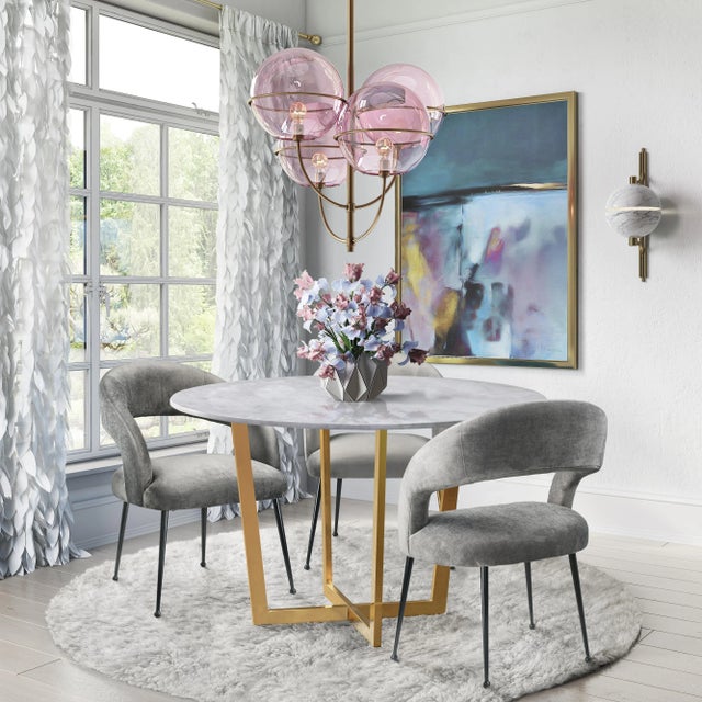 Rocco Slub Grey Dining Chair with Black Legs For Sale In Los Angeles - Image 6 of 7