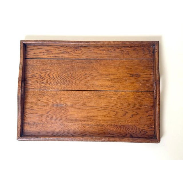 Brown Large German Arts and Crafts Handcrafted Oak Serving Tray, 1920s For Sale - Image 8 of 18