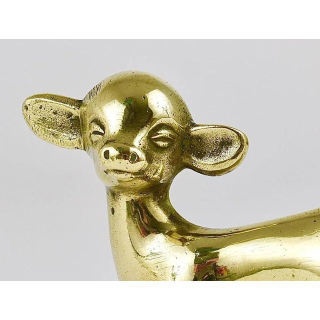 Gold Mid-Century Calf Cow Brass Figurine from Herta Baller, Austria, 1950s For Sale - Image 8 of 10