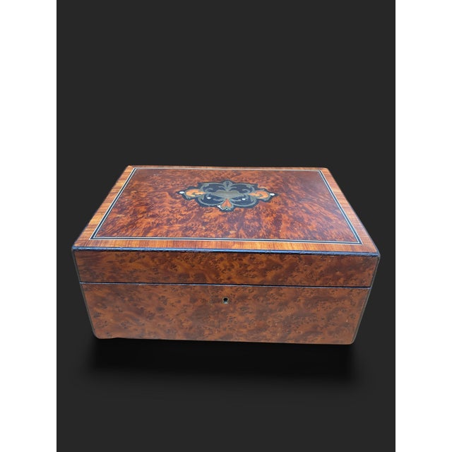 Napoleon III Elm Burl and Marquetry Box For Sale - Image 16 of 18