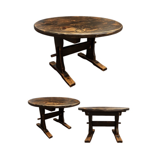 If tables could talk. Crafted in the 1970s by Yankee Pioneer in Brewster, NY, this bench-made 48-inch round solid pine...
