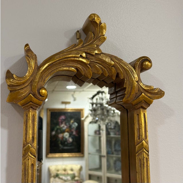 Wood Hollywood Regency Carved Gold Wood Mirrored Shelf For Sale - Image 7 of 7