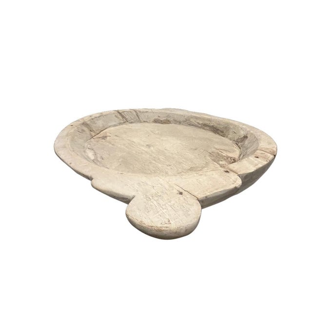 This vintage wood Parat bowl from India was once used to knead bread dough. It is a beautiful rustic piece and can be used...