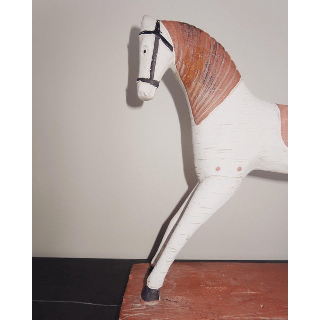 Folk Art 20th Century Hand Carved Folk Art Painted Wooden Horse Sculpture For Sale - Image 3 of 8
