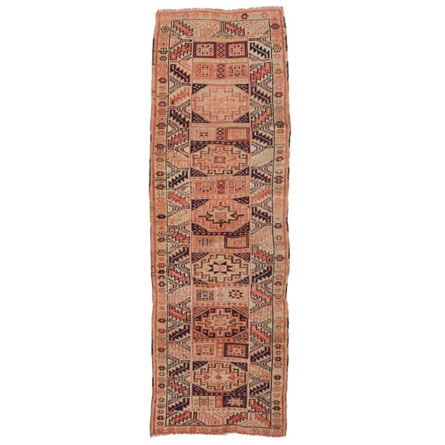 Textile Mid 20th Century Vintage Faded Turkish Runner Rug For Sale - Image 7 of 7