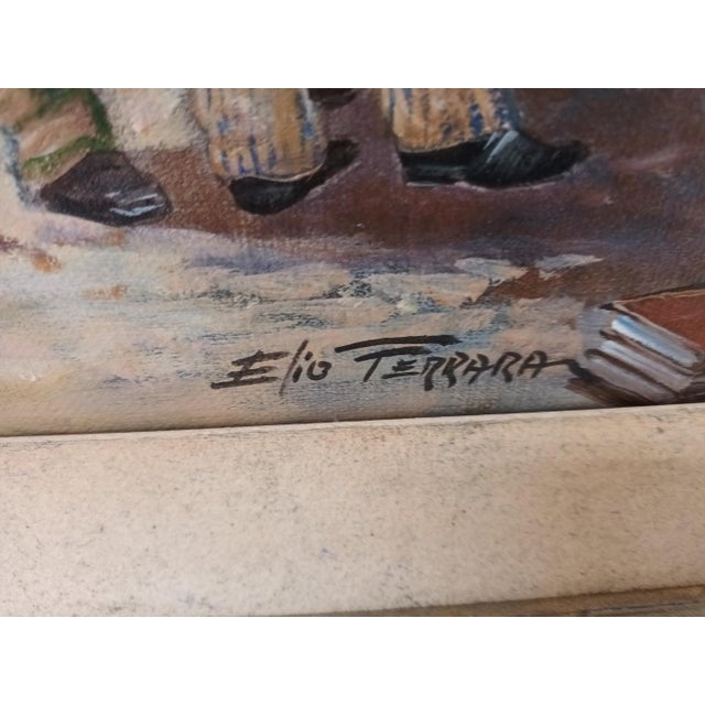 Elio Ferrara, Paris Marché Aux Puces Flea Market, 1980, Vintage Oil on Canvas Painting For Sale - Image 18 of 18