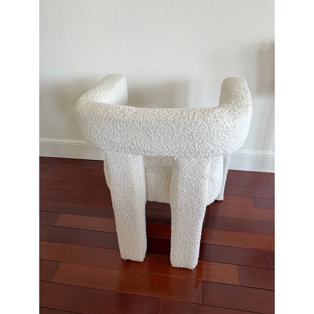 Made Goods Modern Cream Raffia Desk / Vanity With Bouclé Accent Chair – Sculptural Set For Sale - Image 12 of 12