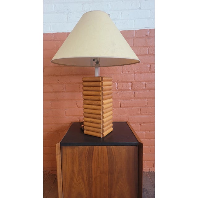 Mid-Century Modern 1960s Mid-Century Modern Stacked Wood and Chrome Table Lamp by Raymor For Sale - Image 3 of 12