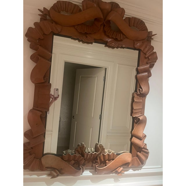 2000 - 2009 Carved Ribbon Wood Mirror — Sculptural Ribbon‑Form Frame • Vintage European Style For Sale - Image 5 of 5
