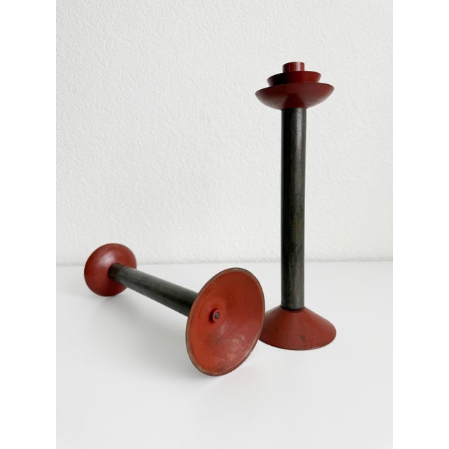Postmodern Memphis Milano Style Candle Holders, a Pair, Late 20th Century For Sale - Image 12 of 12