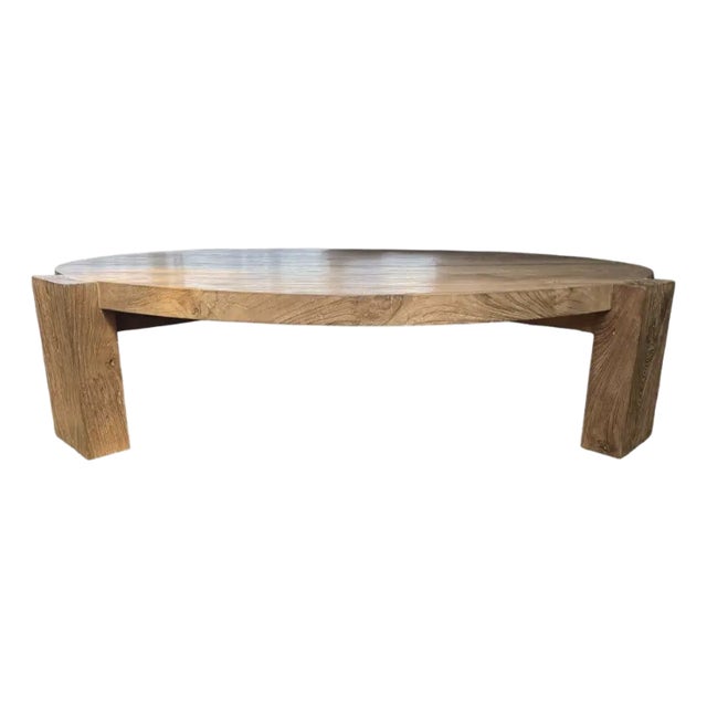 Sculptural Teak Wood Round Table, Expressive Natural Grain, Modern Organic For Sale