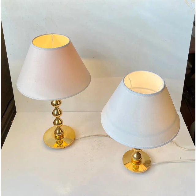 Mid-Century Modern 24 Carat Gold Plated Teardrop Table Lamps by Hugo Asmussen, Denmark, 1970s, Set of 2 For Sale - Image 3 of 9