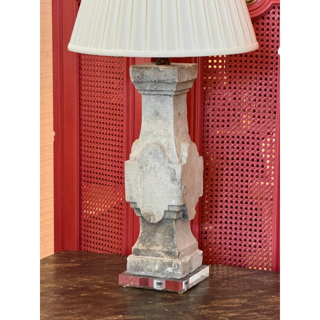 Mid 20th Century Stone Baluster Lamps on Lucite Bases - a Pair For Sale - Image 4 of 12