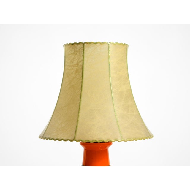 1960s Orange Ceramic Table Lamp with Cocoon Shade | Made in Italy For Sale - Image 13 of 18