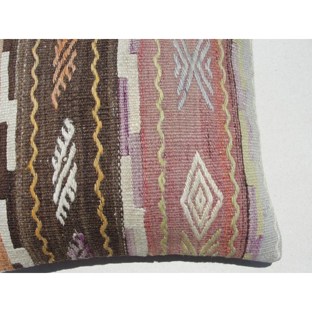 Textile 1970s Kilim Rug Pillow Cover For Sale - Image 7 of 11