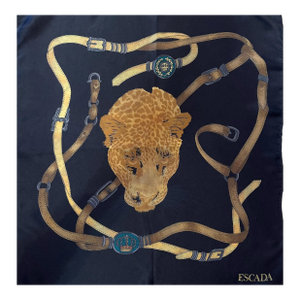 Escada Navy Silk Scarf “Panther”