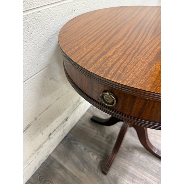 Imperial Furniture, Grand Rapids Vintage Imperial Furniture All Mahogany Drum Table End Table Lamp Table For Sale - Image 4 of 13