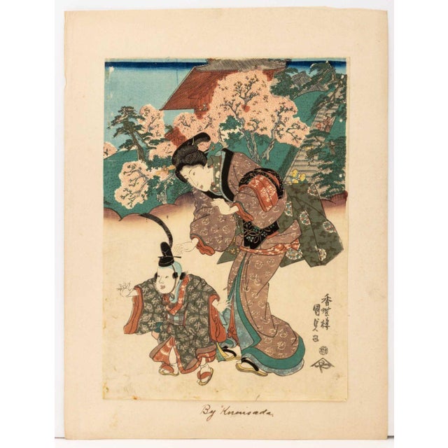 Utagawa Kunisada (Toyokuni III, Japanese, 1786-1865), Two Bijin-ga Scenes, Woodblock Print in Colors, unframed. Larger:...