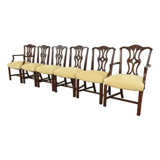 Baker Furniture Style Georgian Carved Mahogany Dining Chairs, Set of Six For Sale