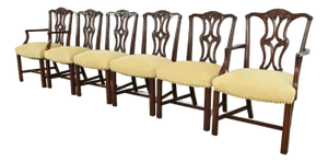 Baker Furniture Style Georgian Carved Mahogany Dining Chairs, Set of Six