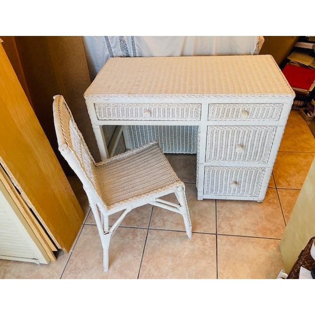 Wicker Desk & Chair, Vintage For Sale - Image 4 of 18