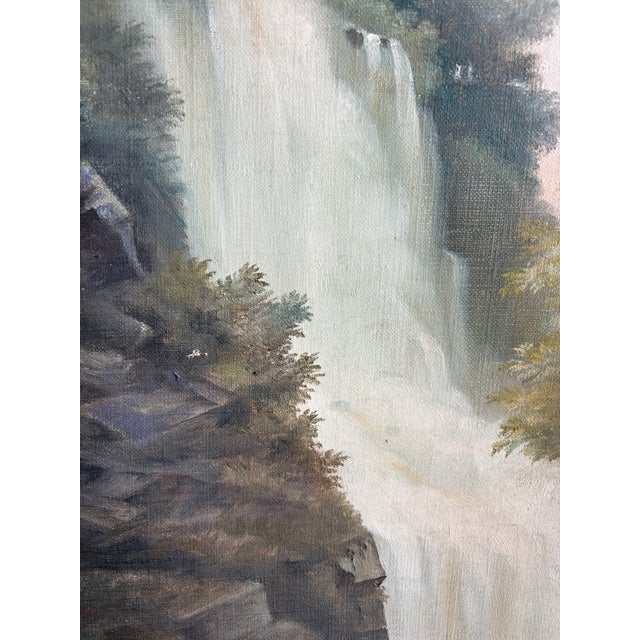 Antique Hudson Valley Oil Painting of an Upstate Waterfall, Framed For Sale - Image 13 of 14