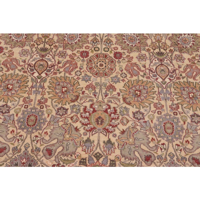 Shabby Chic Beautiful Intricate Tabriz Pak-Persian Gold/Green Wool Rug - 9'1'' X 12'5'' For Sale - Image 3 of 9