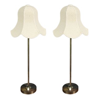 Babo, Table Lamps, Brass, Fabric, Sweden, 1900s For Sale