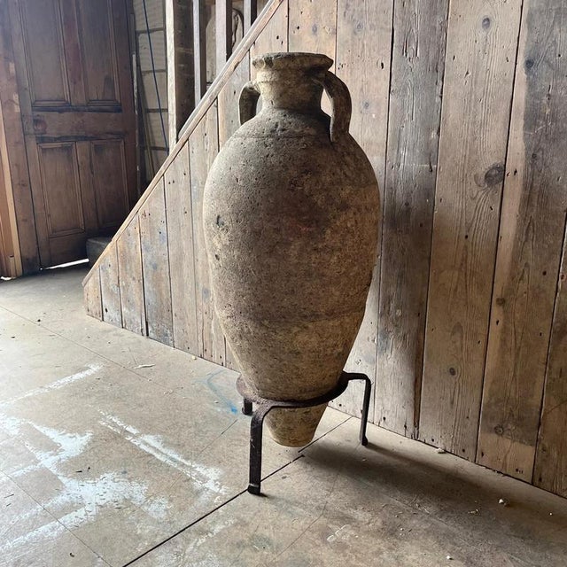 Gray Large Antique Mounted Amphora For Sale - Image 8 of 11