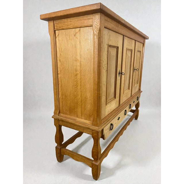 Wood High Oak Sideboard by Henning Kjærnulf for Nyrup Møbelfabrik, Denmark, 1960s For Sale - Image 7 of 10