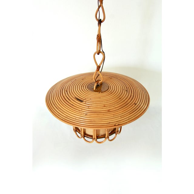 Mid-Century Reed Ceiling Lamp, Italy, 1970s For Sale - Image 6 of 9