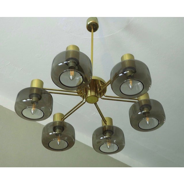Large Brass and Glass Chandelier from Hans-Agne Jakobsson, Sweden, 1960s For Sale - Image 11 of 11