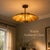 Vintage Brass Floral Ceiling Light, Handmade Lotus Petal Semi Flush Mount Fixture, Antique Brass Scalloped Ceiling Lamp for Bedroom Hallway For Sale - Image 15 of 15