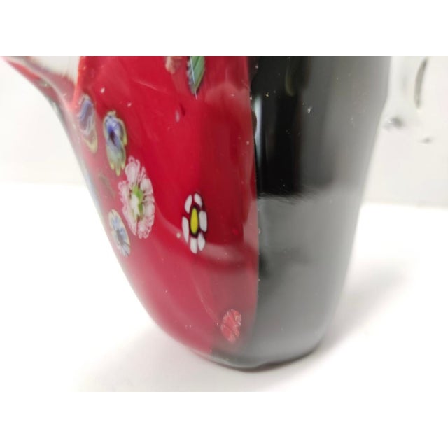 Vintage Black and Red Blown Murano Glass Fish, 1980s For Sale - Image 11 of 15