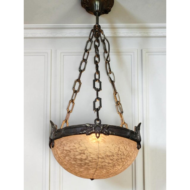 Art Deco Bronze Pendant Light, 1970s For Sale - Image 3 of 7
