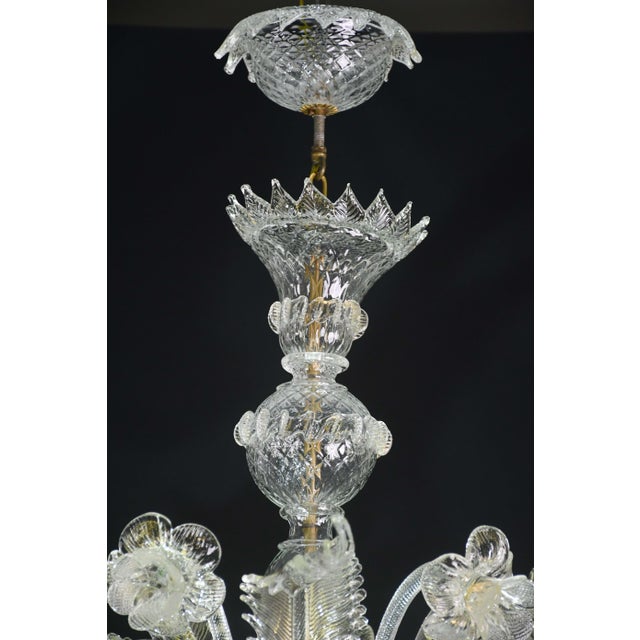 1970s Wonderful Large Size Venetian Chandelier, Transparent and Gold Murano Glass For Sale - Image 6 of 18