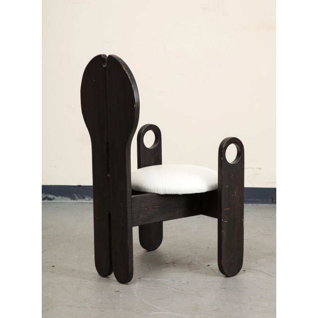 1970s Hungarian Studio White Leather and Wood Side Chair by Szedleczky Design, 1970s For Sale - Image 5 of 11