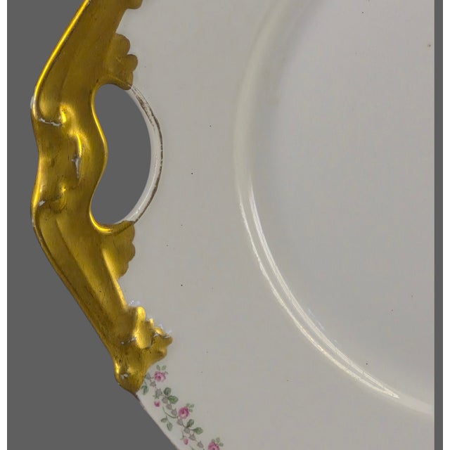 Limoges, France Elegant Vintage Limoges L. Bernardaud Gilded Handles Floral Border D & C France Platter #1 For Sale - Image 4 of 11