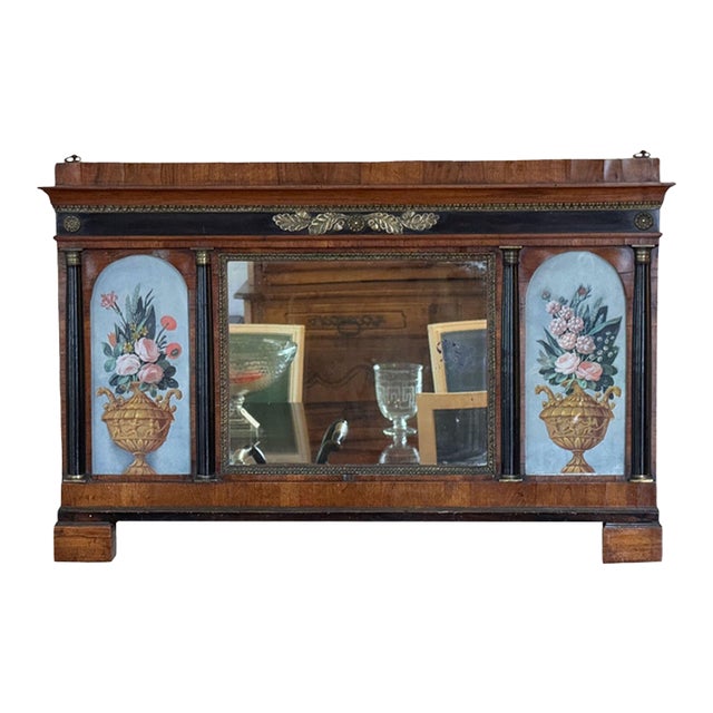 19th Century Italian Overmantel Mirror With Painted Urn Panels For Sale