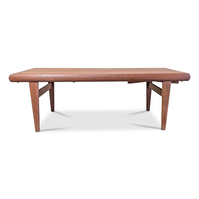 Wood 1950s Attributed to Johannes Andersen Teak Coffee Table w Hidden Side Table and Drawer - 102521 For Sale - Image 7 of 8