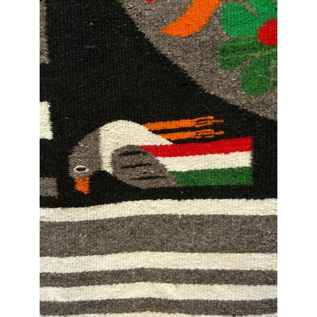 Vintage Mexican Serape Kilim Rug, Flat-Woven Medallion Pattern, Gray & Black, 5x7 For Sale - Image 11 of 14