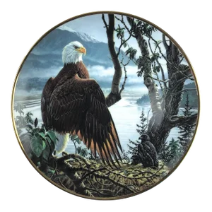 1990s Collectible Porcelain Printed Bald Eagle Series Plate
