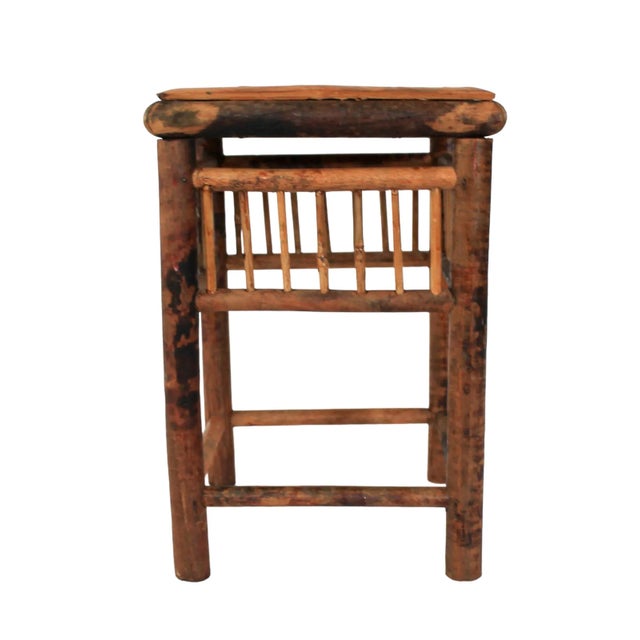 Boho Chic Boho Chic Square Burnt Bamboo Plant Stand / Pedestal For Sale - Image 3 of 8