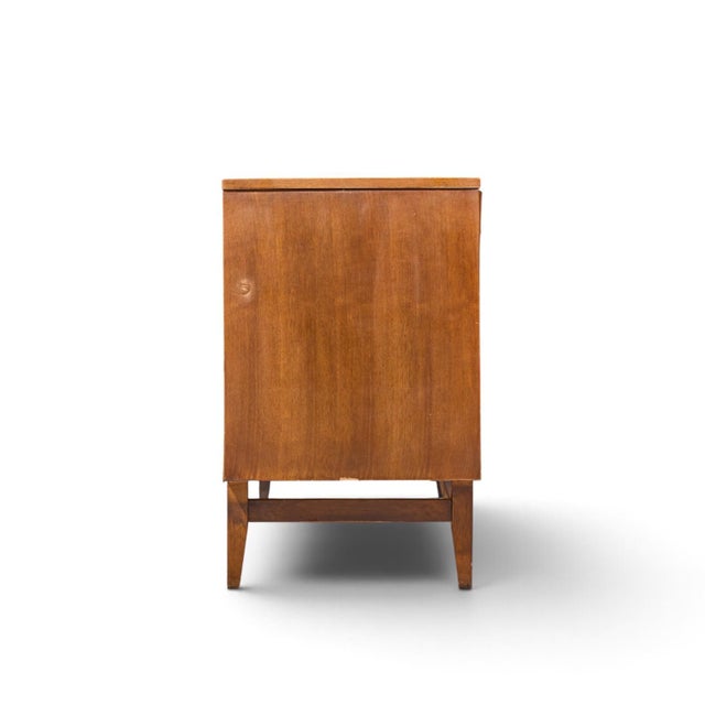 Broyhill Brasilia Broyhill Brasilia Mid Century Walnut and Brass Lowboy Dresser For Sale - Image 4 of 10