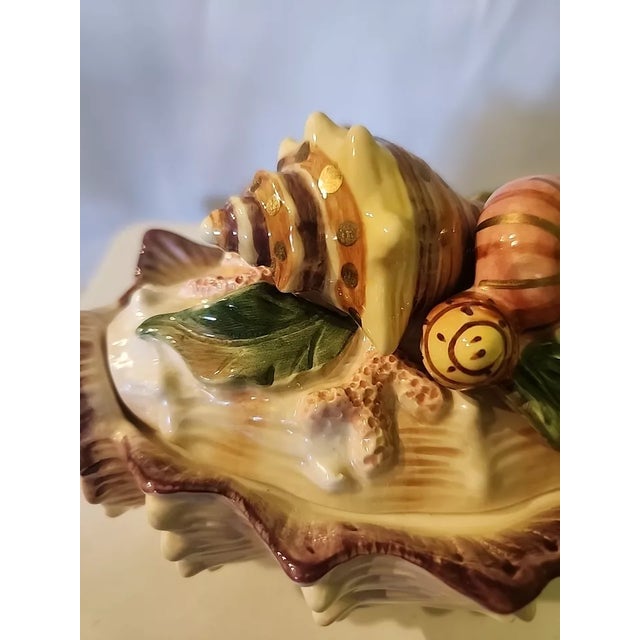 Ceramic Vintage MCM Nautical Coastal Fitz and Floyd Covered Ceramic Dish Tureen For Sale - Image 7 of 9